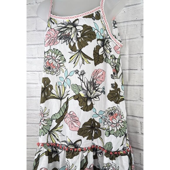 Miken Size Large Bathing Suit Cover-Up Dress Ruffled Embroidered Floral Pattern - Picture 5 of 9